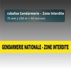 Rubalise plastique jaune Gendarmerie zone interdite 75 mm x 250 m